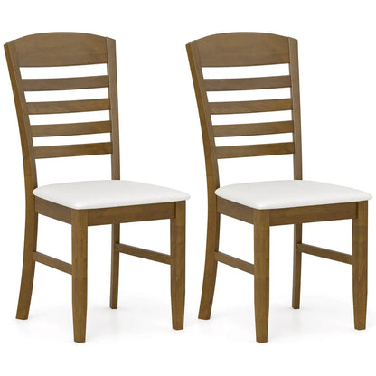Wood Dining Chairs Set of 2 Fabric Upholstered Side Chairs wi/ Rubber Wood Frame