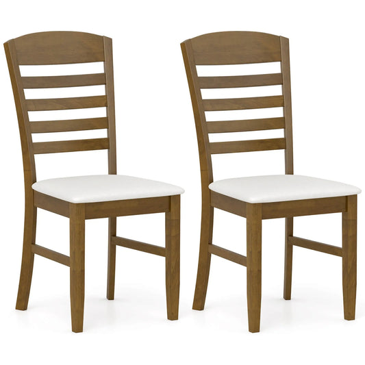 Wood Dining Chairs Set of 2 Fabric Upholstered Side Chairs wi/ Rubber Wood Frame