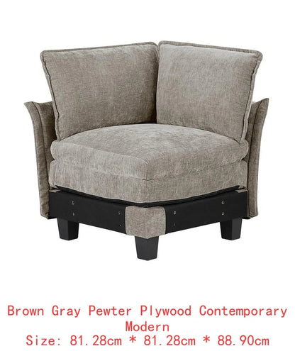 6-Piece Modular Sectional Sofa Set in Plush Chenille Upholstery- Durable Plywood