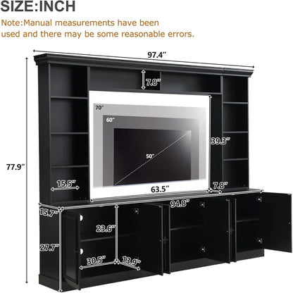 4-Piece Wall Unit Entertainment Center with Bookshelves for TVs up to 70,TV Stand