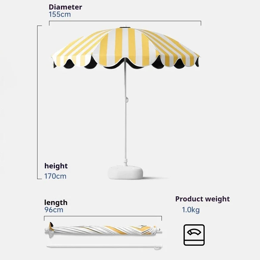 Patio Umbrella, Strip Style, Large Beach Umbrella, Outdoor, Garden Sun, Umbrella Big Size with Base