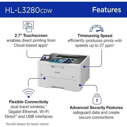 Wireless Compact Digital Color Printer with Laser Quality Output, Duplex, Mobile Printing & Ethernet