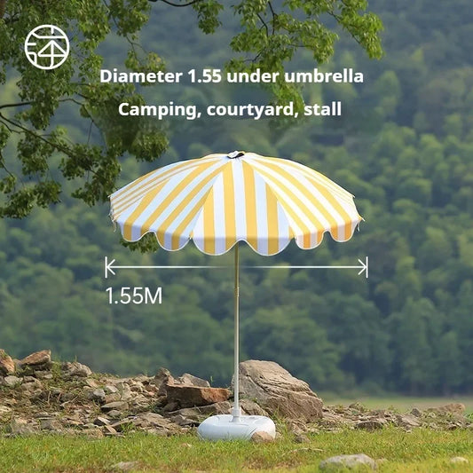 Patio Umbrella, Strip Style, Large Beach Umbrella, Outdoor, Garden Sun, Umbrella Big Size with Base