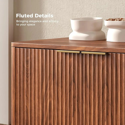 31.5" Walnut Cat Litter Box Enclosure Furniture, Hidden Cabinet, End Table for Living Room