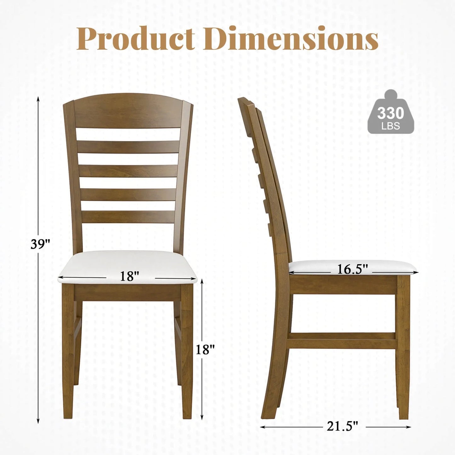 Wood Dining Chairs Set of 2 Fabric Upholstered Side Chairs wi/ Rubber Wood Frame