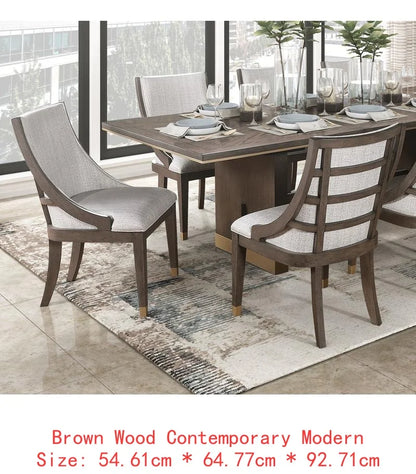 9-Piece Dining Set with Extension Table and 8 Armchairs, Upholstered Kitchen Furniture with Gold Tipping.