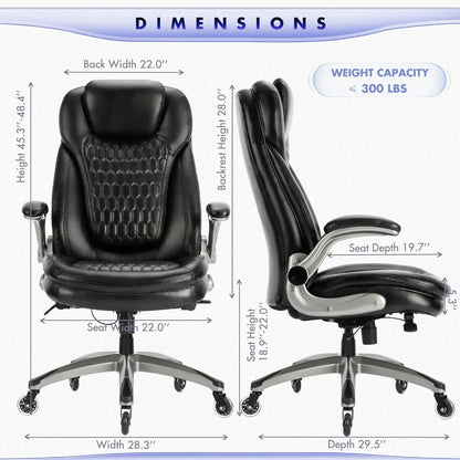 High quality  Executive Office Chair-Ergonomic , High Back Leather Chair with Padded Flip-up Arms, Swivel