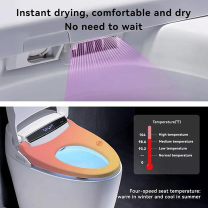 Toilet with Built-in Bidet, Tankless , Instant Warm Water Sprayer and Dryer, Heated Seat toilet with Lights