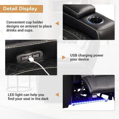 Power Recliner Home Theater Seating, Electric Recliner Chair with Adjustable Headrest,PU Leather