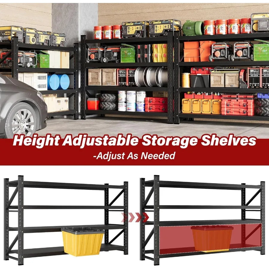 7000LBS Heavy Duty Garage Shelving Units 79 Wide Deep Storage Shelves for Industrial Workshop, Warehouse