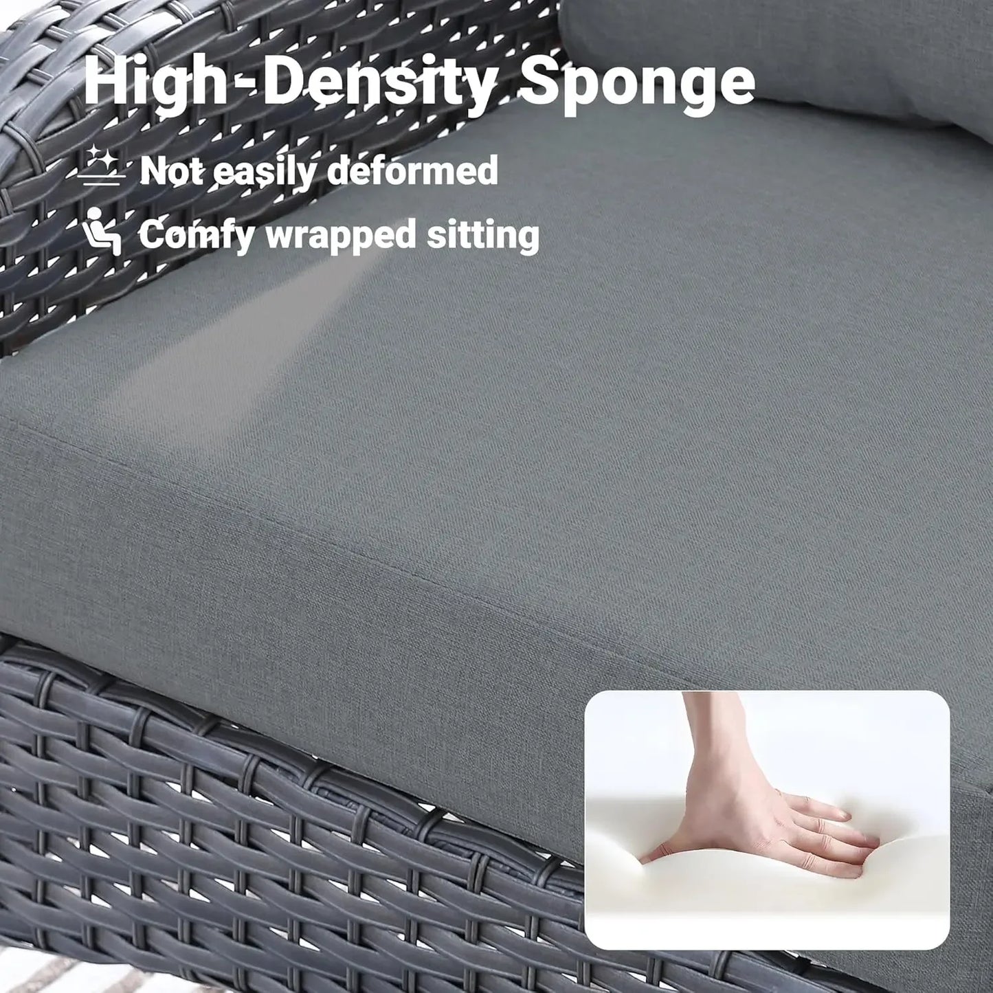 2 Pieces Patio Furniture Set, Outdoor Wicker Chairs of 2, All Weather High Back Rattan Chairs