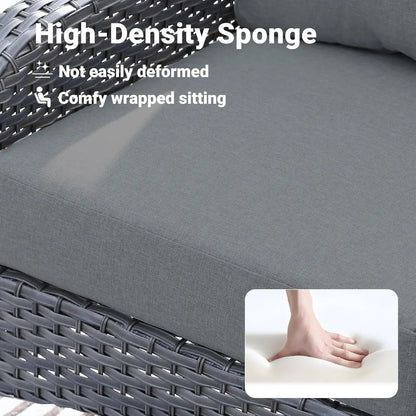 2 Pieces Patio Furniture Set, Outdoor Wicker Chairs of 2, All Weather High Back Rattan Chairs