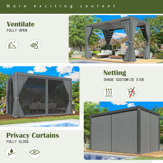 10x20FT Adjustable Louvered Pergola, Aluminum Frame & Waterproof Roof All Weather Rust-Resistant Gazebo