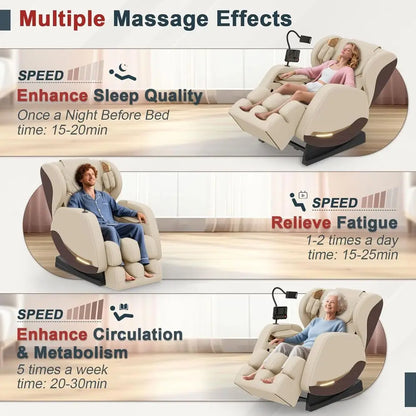 , Massage Chairs full Body and Recliner with 10 fixed Points, Zero Gravity, Wood Grain Leather, Customized