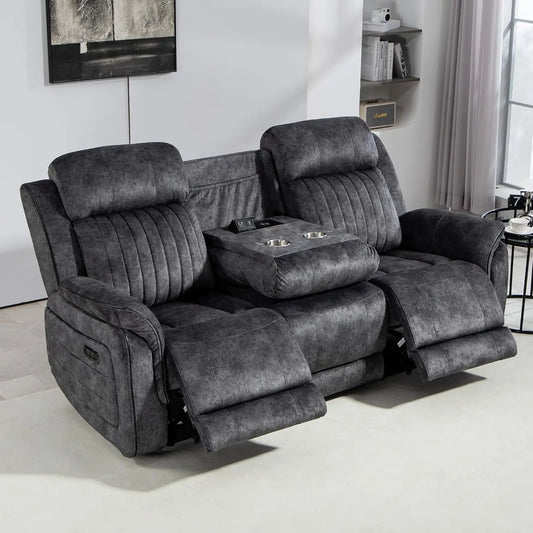 Zero Gravity Power Reclining Sofa with Adjustable Headrest, Electric Reclining Couch