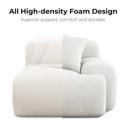 118"  L-Shaped Modular Sectional Sofa , Corduroy Upholstery Beige, Oversized 3-Seater Couch