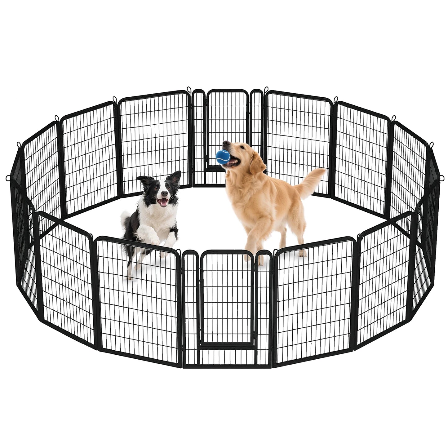 Dog Playpen with Door, Outdoor/Indoor Foldable Metal Pet Fence, Heavy Duty Puppy Exercise Pen for Yard, RV Camping,