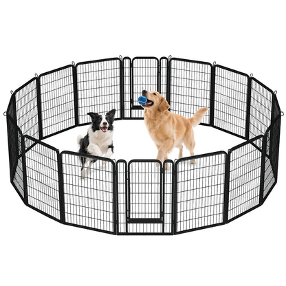 Dog Playpen with Door, Outdoor/Indoor Foldable Metal Pet Fence, Heavy Duty Puppy Exercise Pen for Yard, RV Camping,