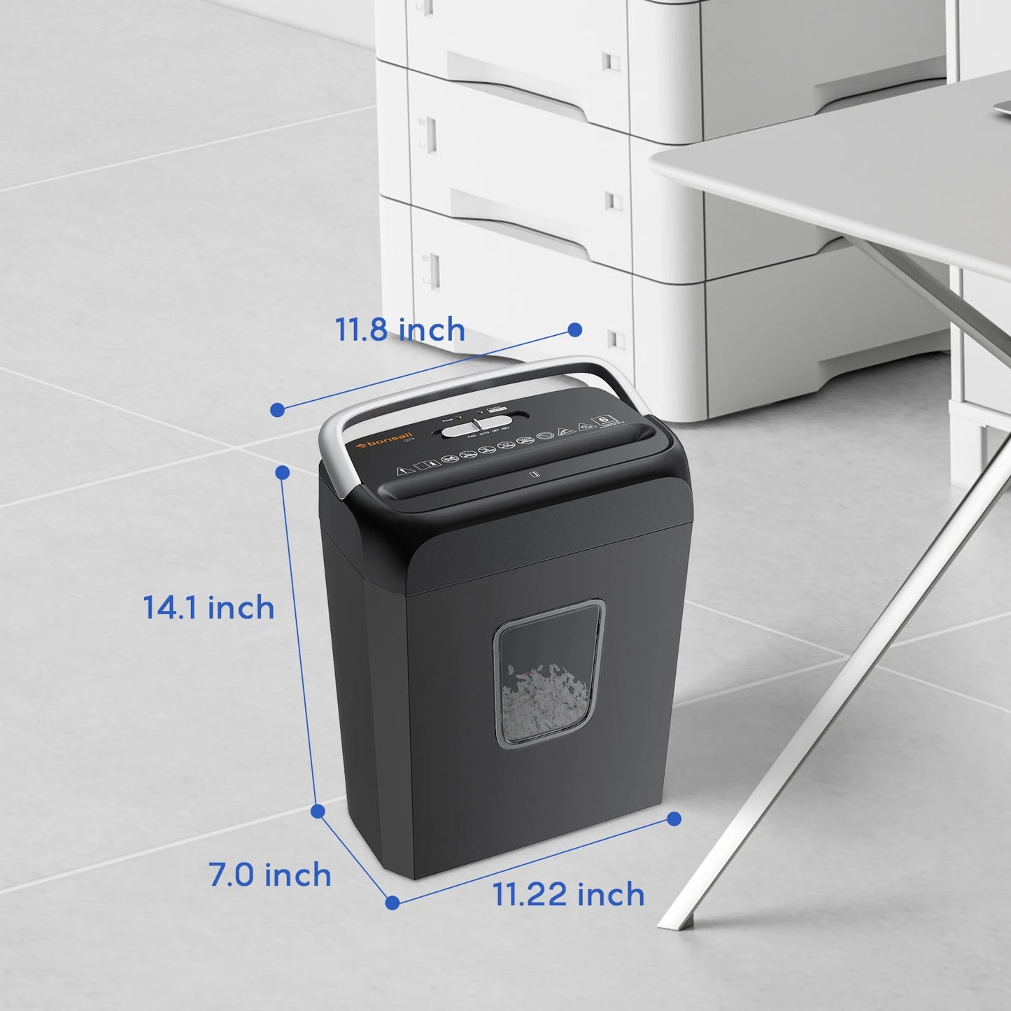 6-Sheet Cross Cut Paper Shredder, 3.4 Gal -Wastebasket