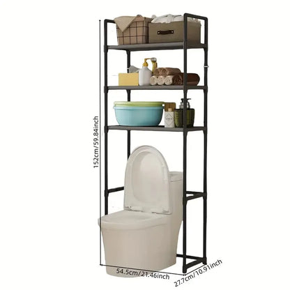 Metal Bathroom Rack | Over Toilet Storage Shelf, No Drilling,  Freestanding, Organizer with Black Frame