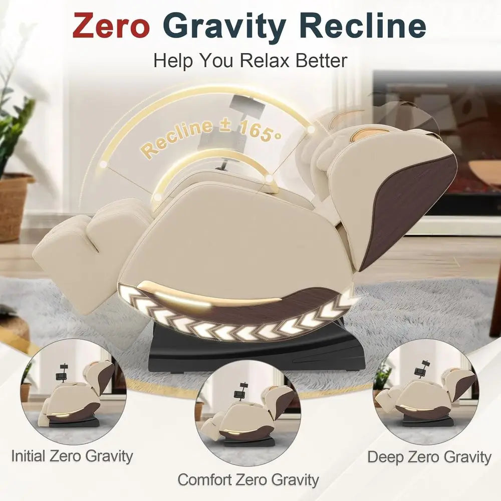 , Massage Chairs full Body and Recliner with 10 fixed Points, Zero Gravity, Wood Grain Leather, Customized