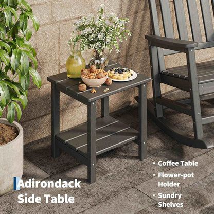 2-Piece Outdoo,r Rocking Chair Set With Side Table,  High-Back Adirondack Porch Rockers, All-Weather Resistant