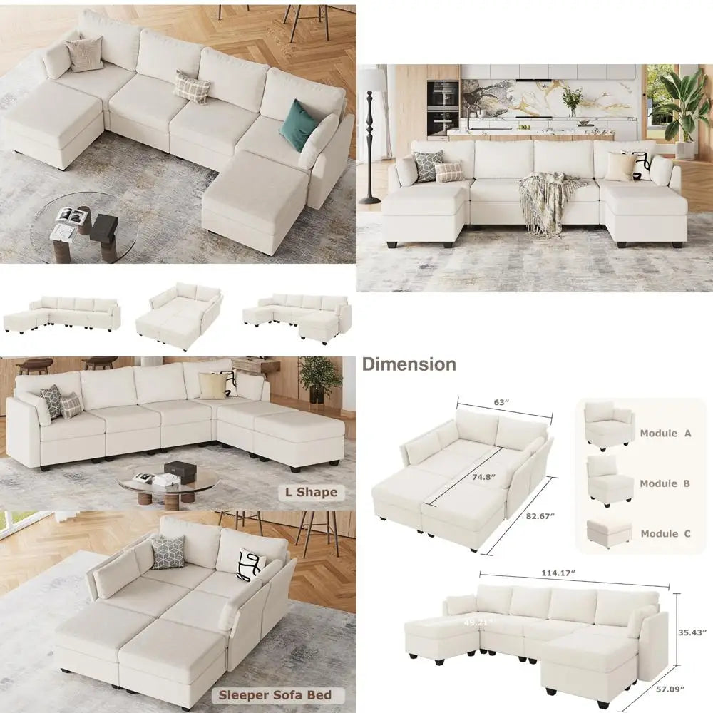 6-Seat Sectional Sofa with Storage, Memory Foam, Convertible for Living Room