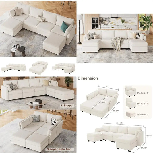 6-Seat Sectional Sofa with Storage, Memory Foam, Convertible for Living Room