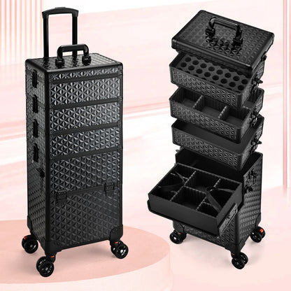 Cosmetology Case On Wheels Professional Makeup Case Cosmetic Briefcase With Wheels