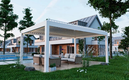Outdoor, Waterproof, Aluminum, Louvered Sunroof Pergola Sun Shade Frame Electric,  Roof  Canopy