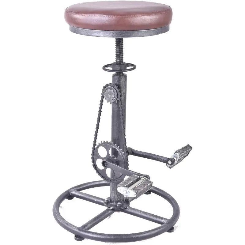 Bar Stool Bicycle Chain Iron Pedal Retro Industrial Height Adjustable Bicycle Wheel Design bar Chair Set of 2