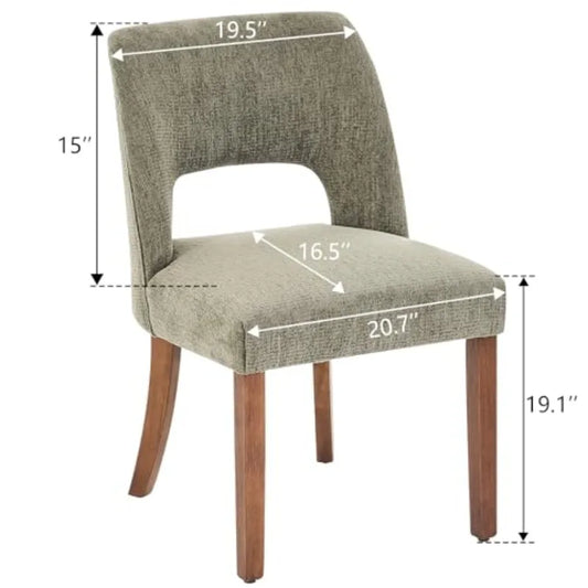 Wooden Dining Chairs Set of 2 Modern Fabric Upholstered Dining Room Chair, Farmhouse-style