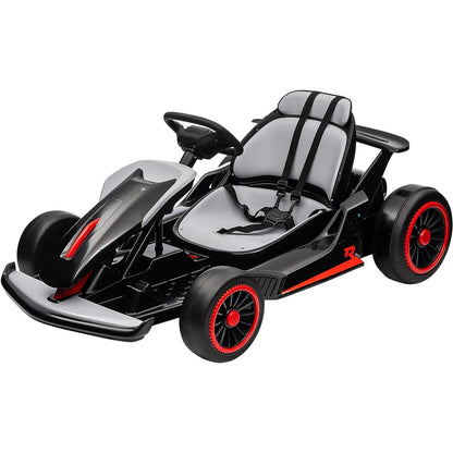 Outdoor Ride On Toy, Electric Drift Kart Car with Adjustable Seat, 200W Motor, 8.1 MPH, LED Lights 6-12 Years