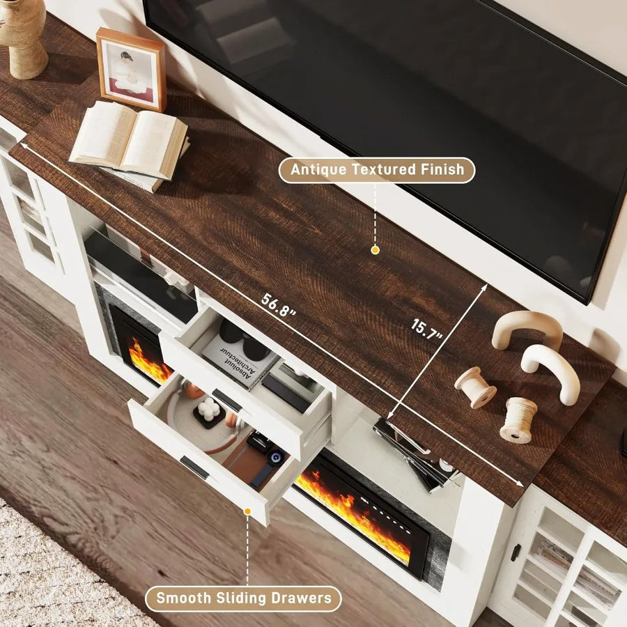 Electric Fireplace with Mantel Fireplace, TV Stand Featuring 42 Electric Fireplace for 65 Inch TV