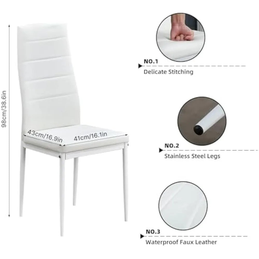 Dining Table and Chairs, Kitchen Table with 6 High Back Faux Leather Chairs