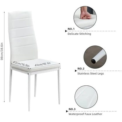 Dining Table and Chairs, Kitchen Table with 6 High Back Faux Leather Chairs