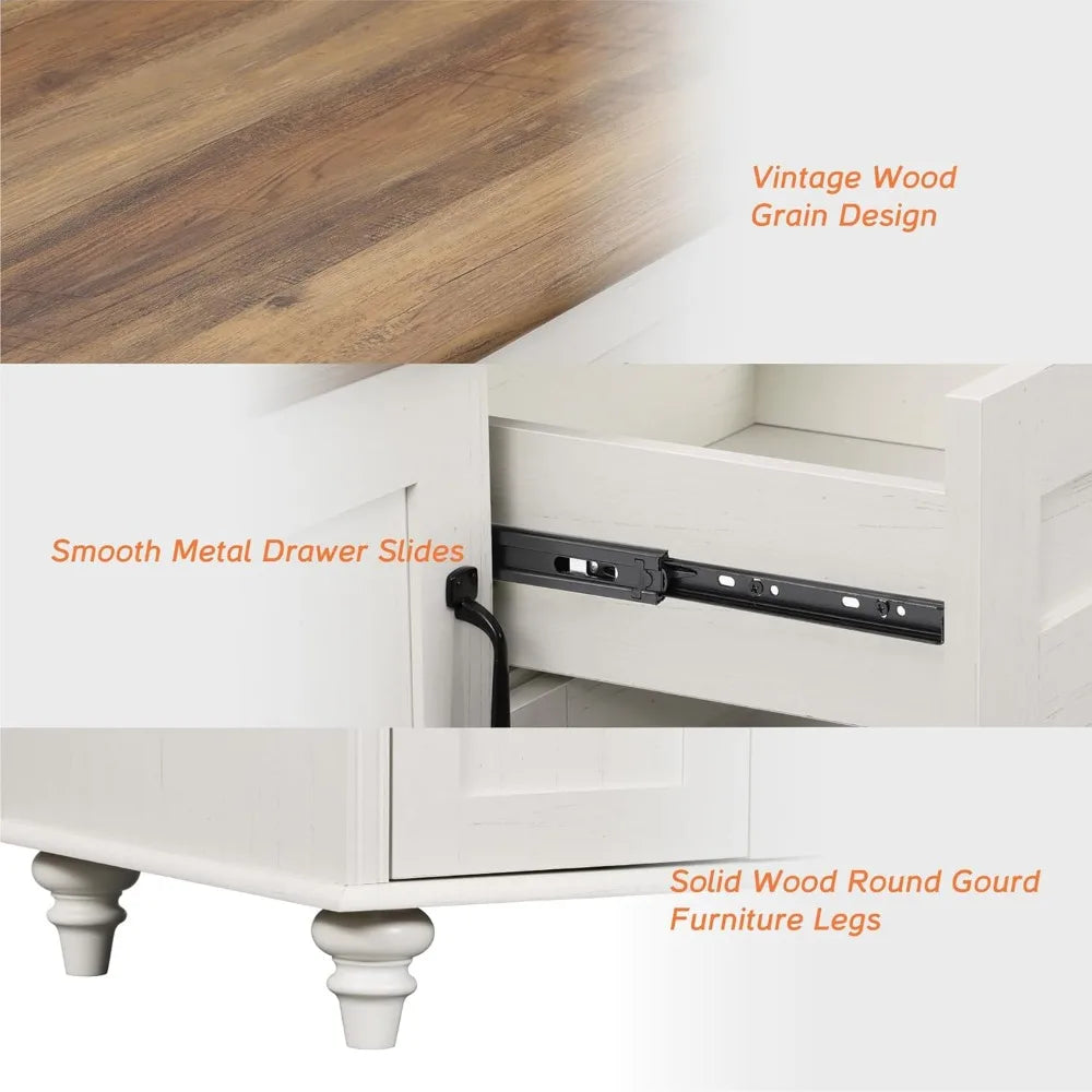 Coffee Table with Storage Cabinet,, Wood Rectangle Center Table with Drawer