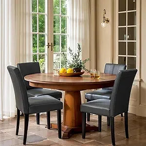Set of 4, Faux Leather Dining Room Chairs, Upholstered Parsons Chairs, Side Chair