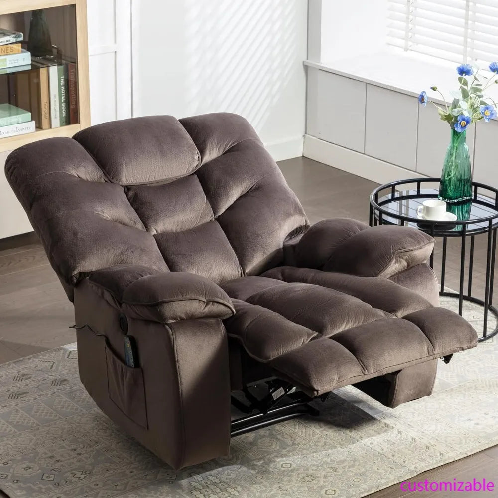 "spacious electric recliners with massage and heating, 41" wide recliner with power functions and usb port, ventilated cover"
