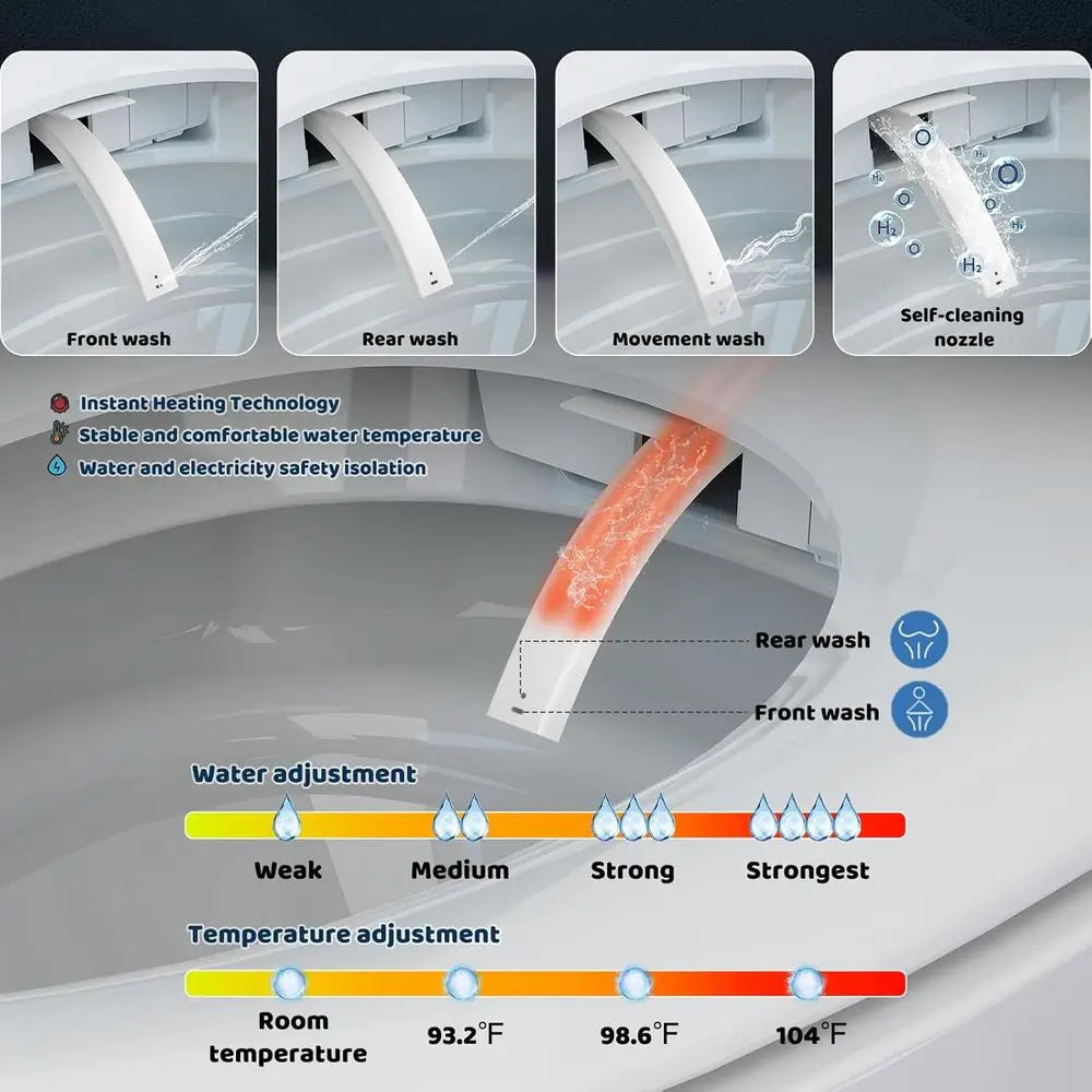 Smart Toilet with Bidet Built in, with Heated Seat and Night Light, Tankless Toilet for Bathroom, One Piece