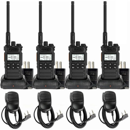 4 Pack Walkie Talkies with Shoulder Mic, Long Range Heavy Duty 2 Way Radio with LCD Screen,