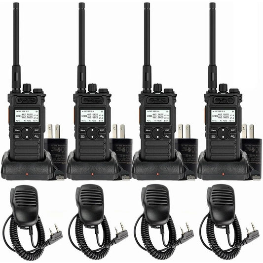 4 Pack Walkie Talkies with Shoulder Mic, Long Range Heavy Duty 2 Way Radio with LCD Screen,