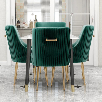 Glam Boucle Pleated Velvet Dining Chair Set of 4 with Rear Handle