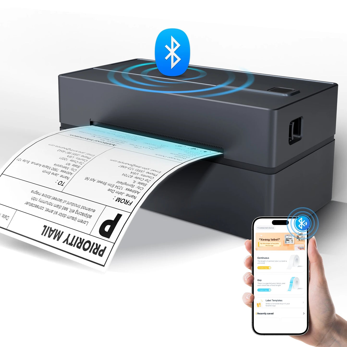 Thermal Label Printer, Portable, No Ink, WiFi, Bluetooth, USB