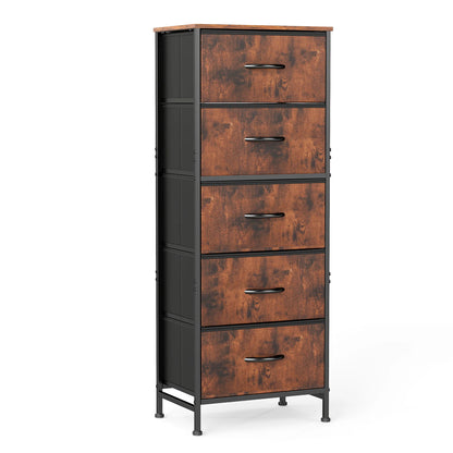 48 IN. Dresser For Bedroom With 5 Fabric Drawers ,Wardrobe, Steel Frame, Storage Cabinet