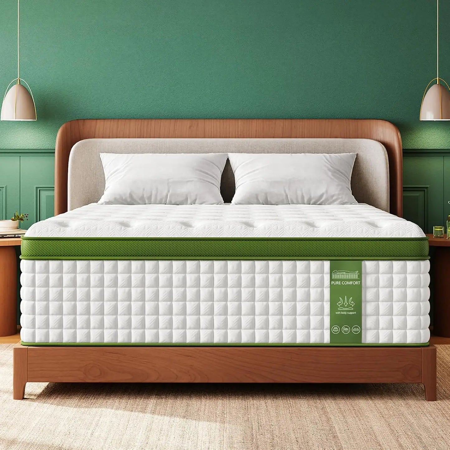 12'' Full/King/Queen Size Mattress, Hybrid Mattress, Gel Memory Foam & Pocket Springs for Pressure Relief & Support