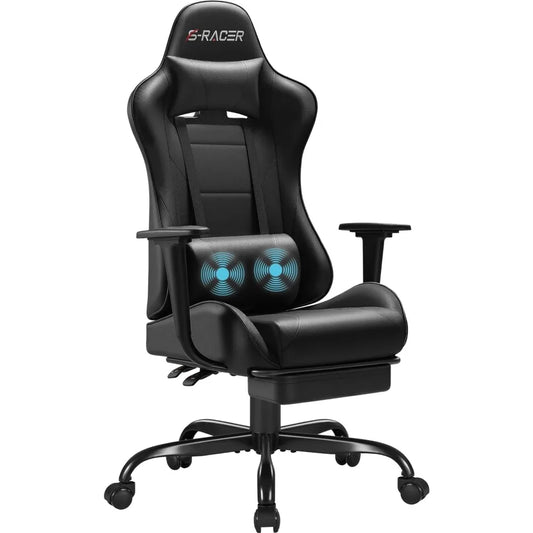 Gaming , Computer Chair with Footrest and Massage Lumbar Support, Height Adjustable