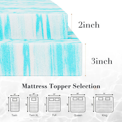 Gel Memory Foam Mattress Topper Full Size Cooling Mattress Soft and Breathable Bed Topper