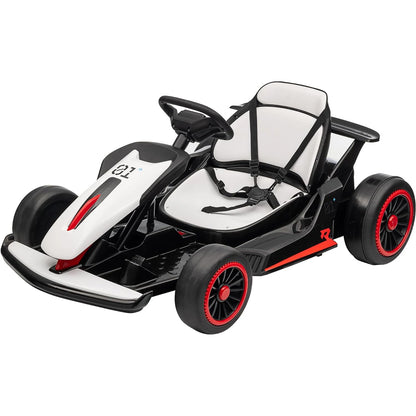 Outdoor Ride On Toy, Electric Drift Kart Car with Adjustable Seat, 200W Motor, 8.1 MPH, LED Lights 6-12 Years