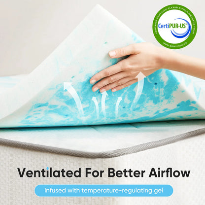 Gel Memory Foam Mattress Topper Full Size Cooling Mattress Soft and Breathable Bed Topper